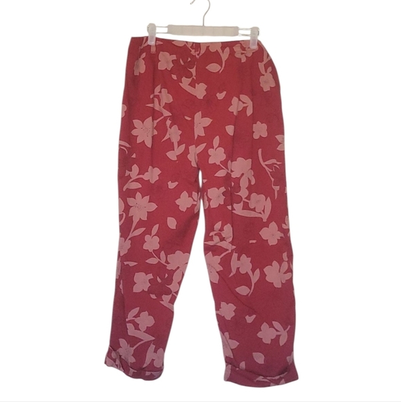 Vintage High Sierra Cropped Floral Red Pants Size 12 - Picture 2 of 2
